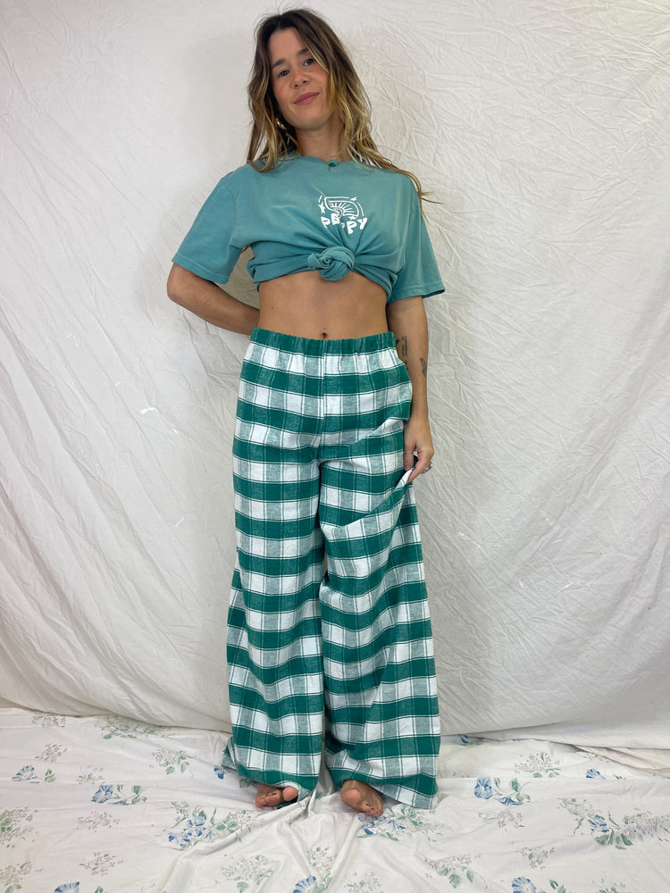 Handmade Tablecloth Pants - Island Plaid