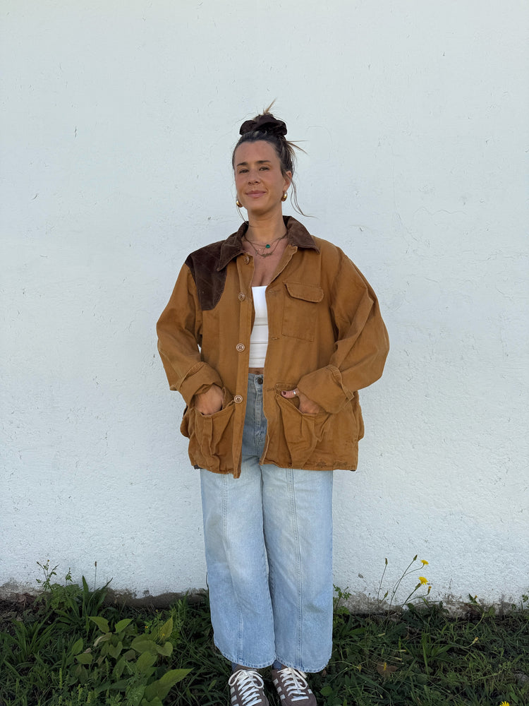 Vtg Canvas + Cord Workmen's Coat