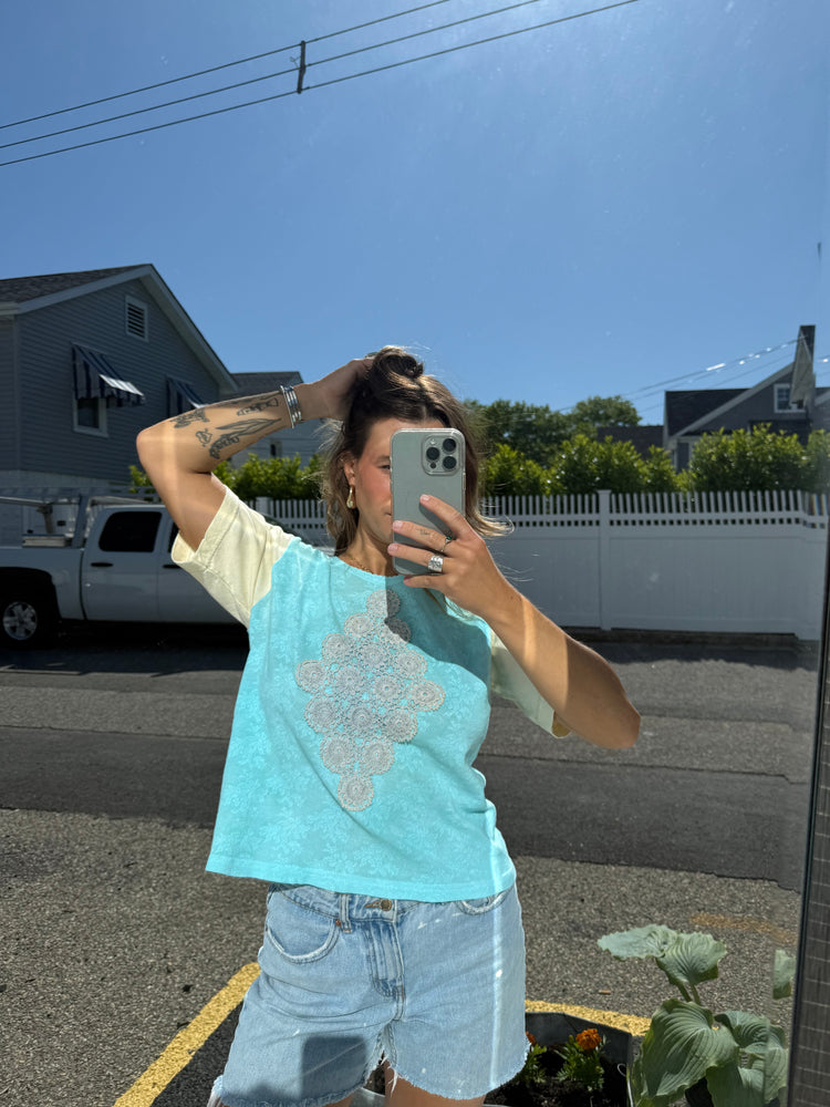 Mismatch Sunshine + Lace Top