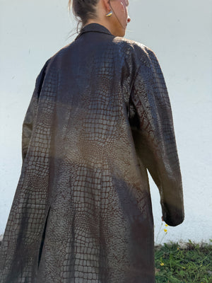 90's Dark Chocolate Faux Scales Trench