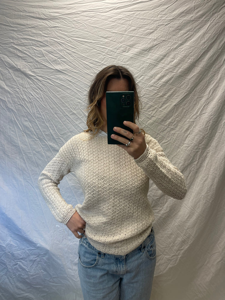 90's Ivory Cotton Crochet Top