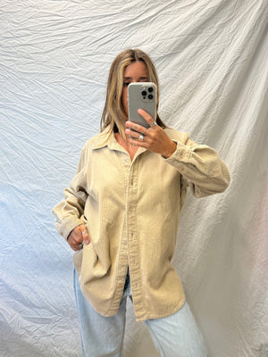 80's Taupe Cord Button Down
