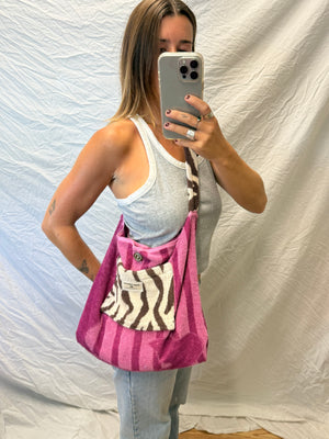 Towel Bag - Pink Zebra