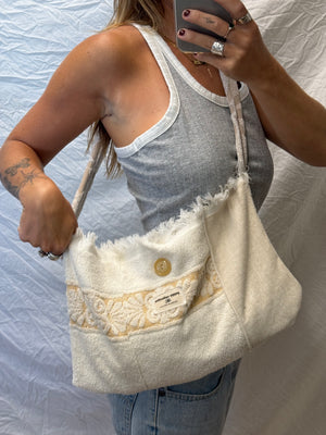 Towel Bag - Cream Fringe