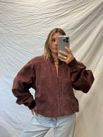 Vintage Maroon Suede Bomber Jacket