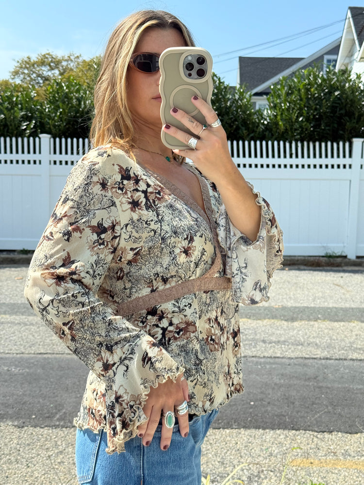 Y2K Lace + Floral Blouse