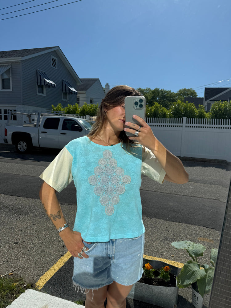 Mismatch Sunshine + Lace Top