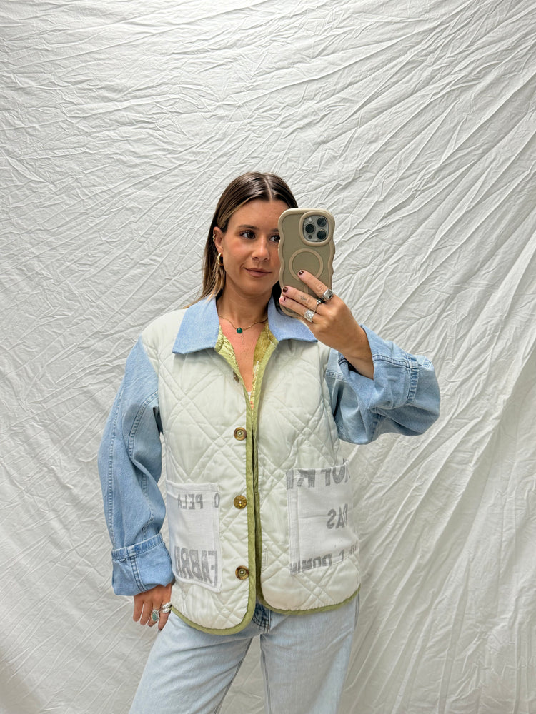 Handmade Jacket - Antique Flour Sack + Denim