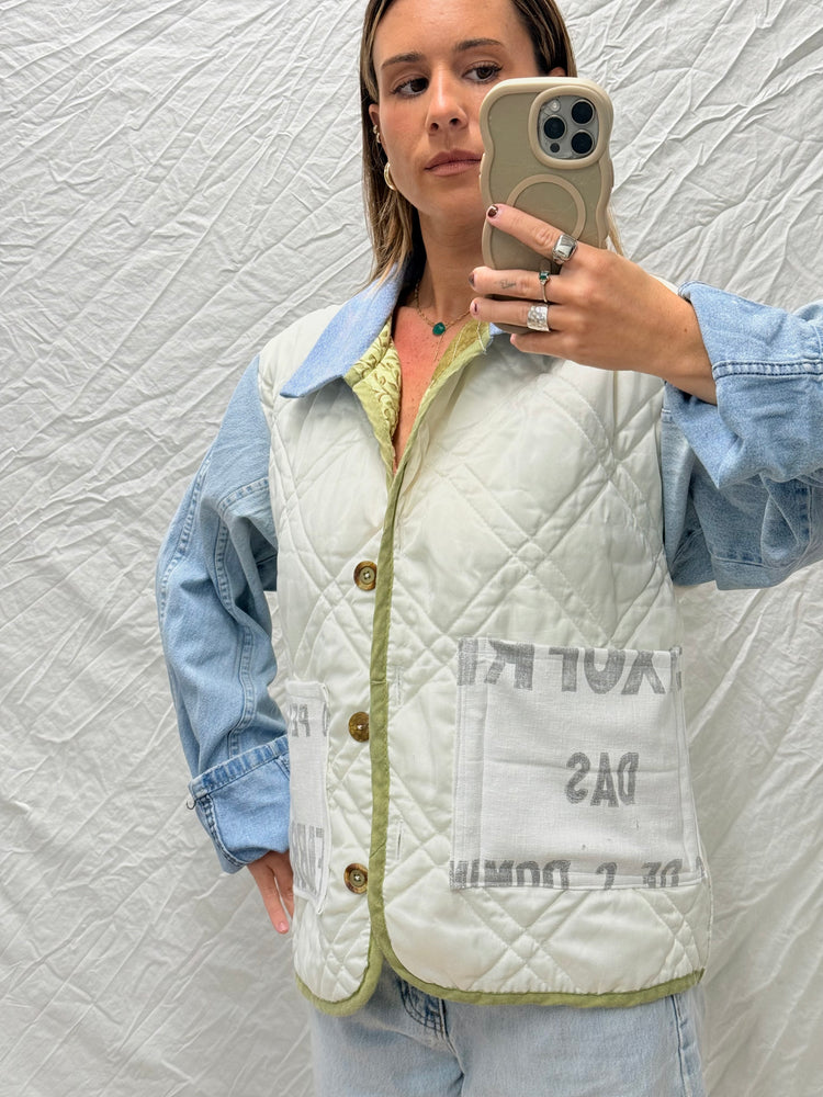 Handmade Jacket - Antique Flour Sack + Denim