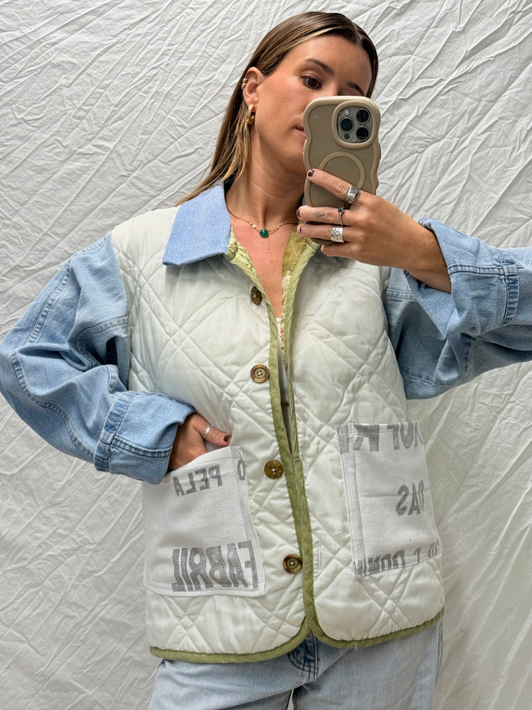 Handmade Jacket - Antique Flour Sack + Denim