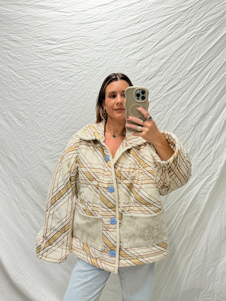 Handmade Puffer Jacket - 70's Stripe