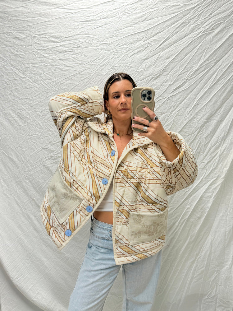 Handmade Puffer Jacket - 70's Stripe