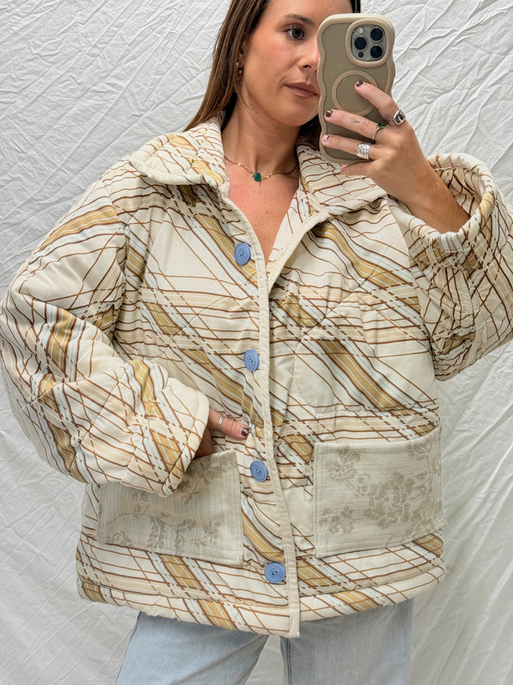 Handmade Puffer Jacket - 70's Stripe