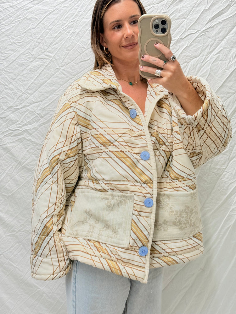 Handmade Puffer Jacket - 70's Stripe