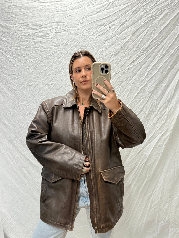 Y2K Coffee Leather Jacket