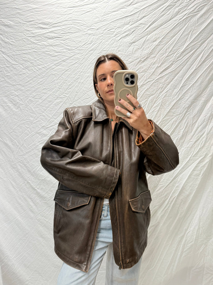 Y2K Coffee Leather Jacket