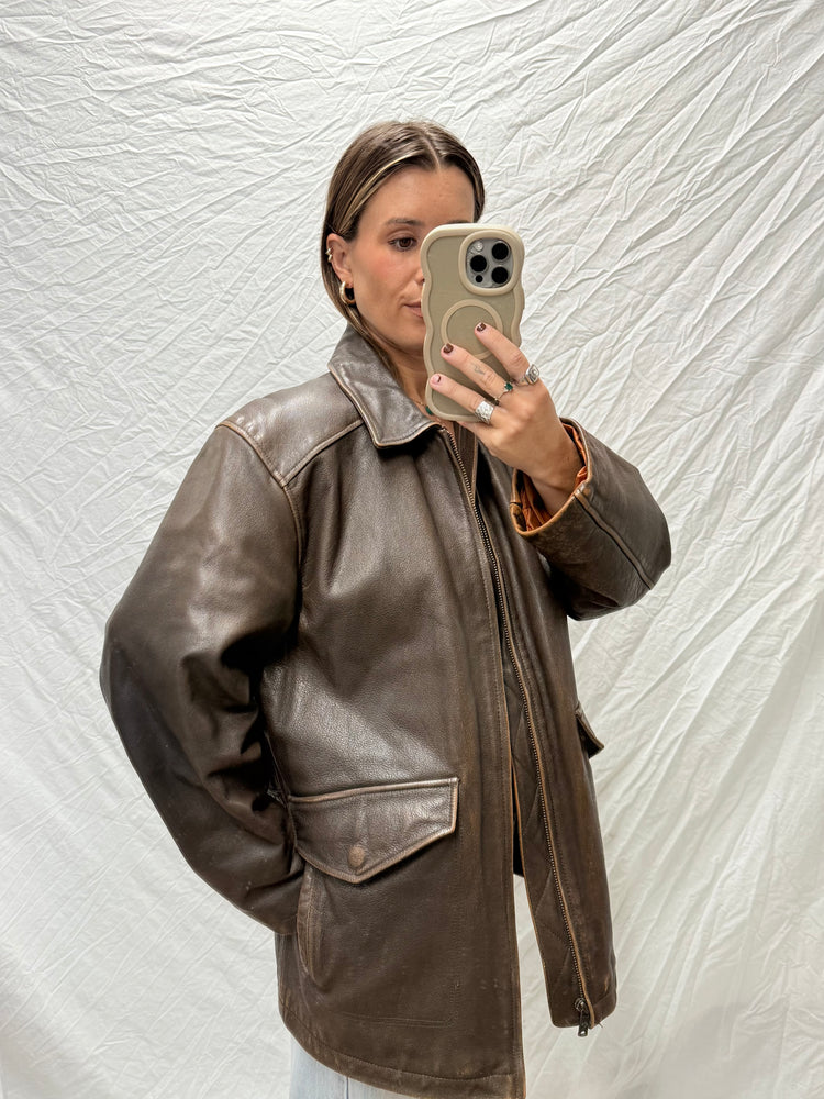 Y2K Coffee Leather Jacket