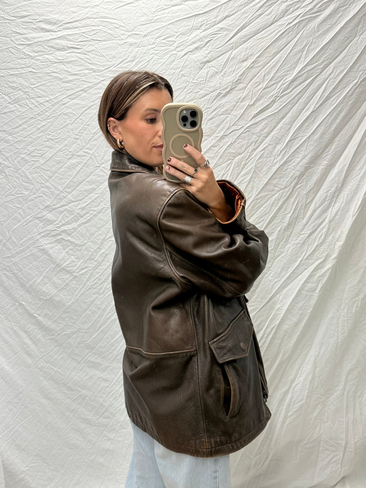 Y2K Coffee Leather Jacket
