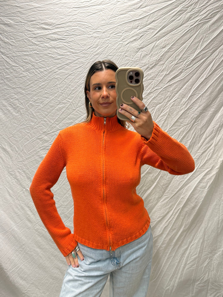 Y2K Tangerine Knit Zippy