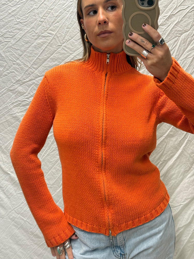 Y2K Tangerine Knit Zippy