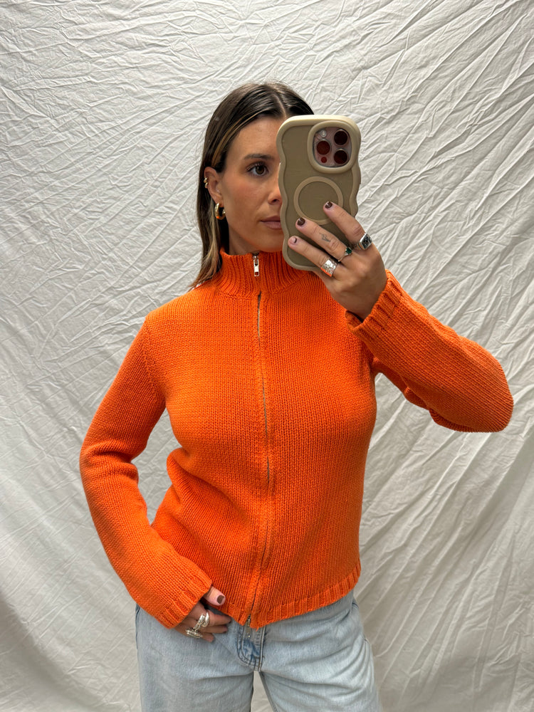 Y2K Tangerine Knit Zippy