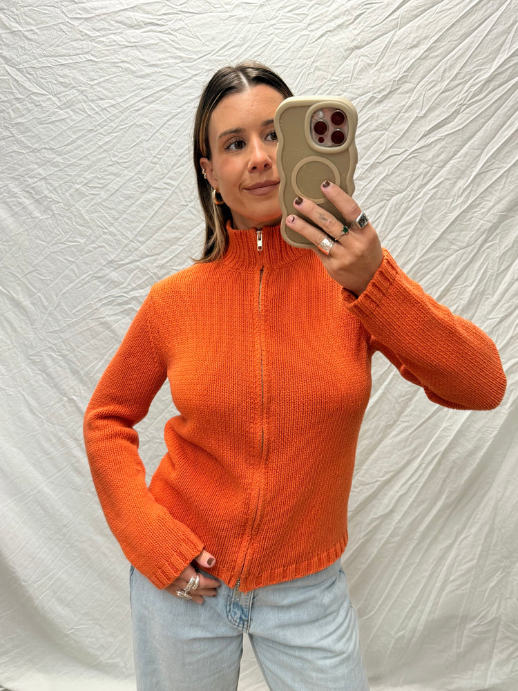 Y2K Tangerine Knit Zippy