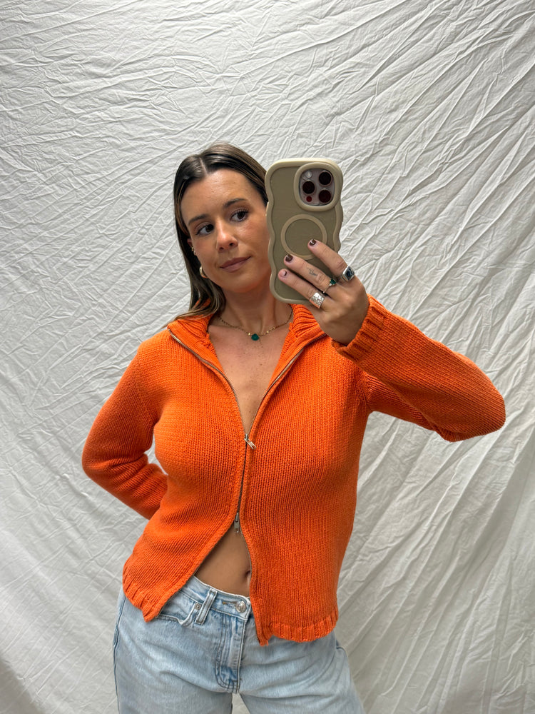 Y2K Tangerine Knit Zippy