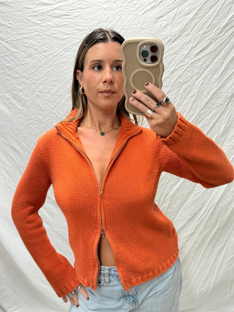 Y2K Tangerine Knit Zippy