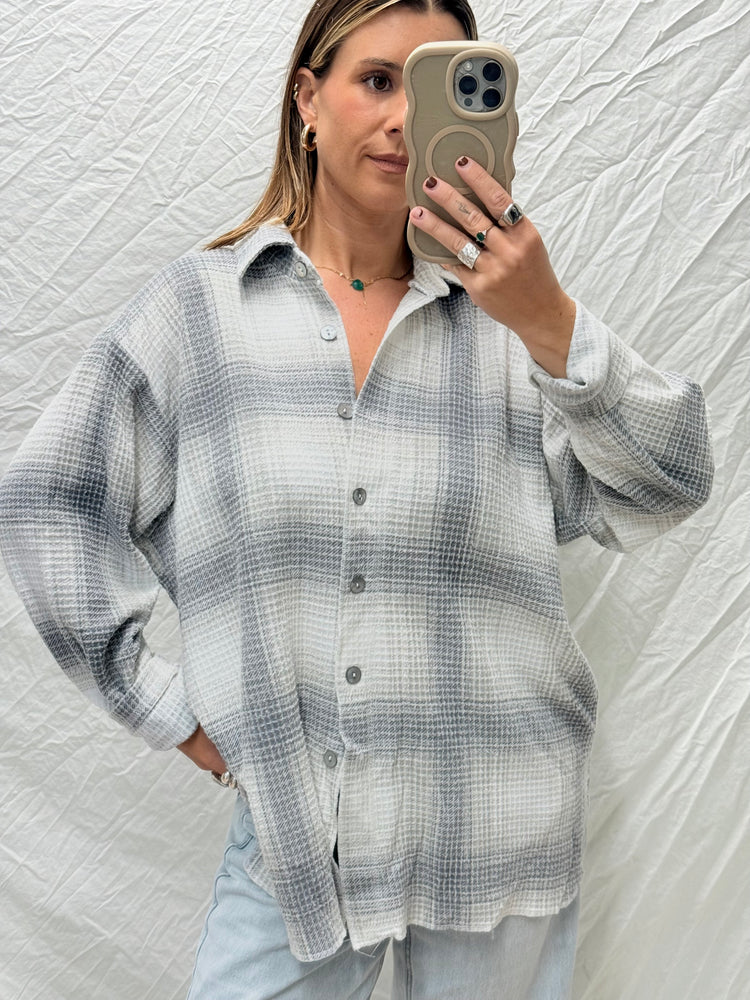 90's Cotton Waffle Knit Plaid