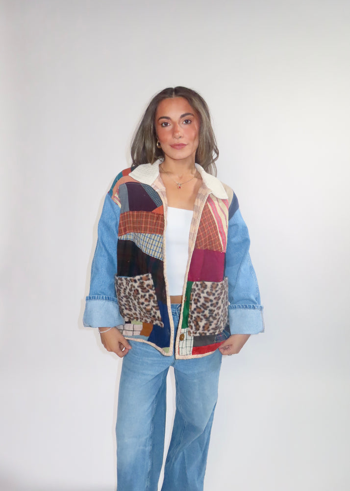 Handmade Quilted Jacket - Leopard Patchwork