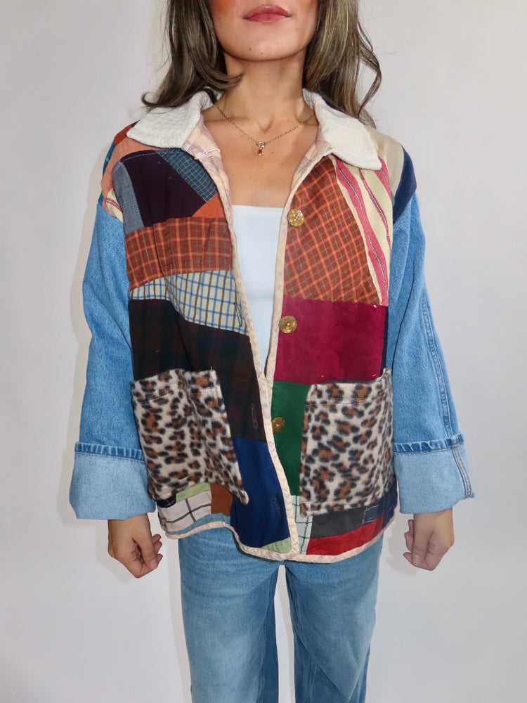 Handmade Quilted Jacket - Leopard Patchwork