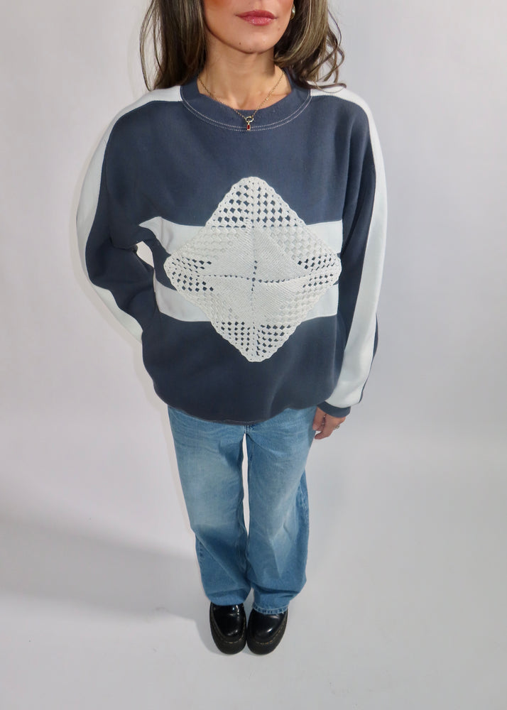 Crochê Azul Crewneck