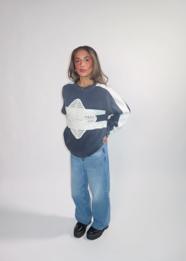 Crochê Azul Crewneck