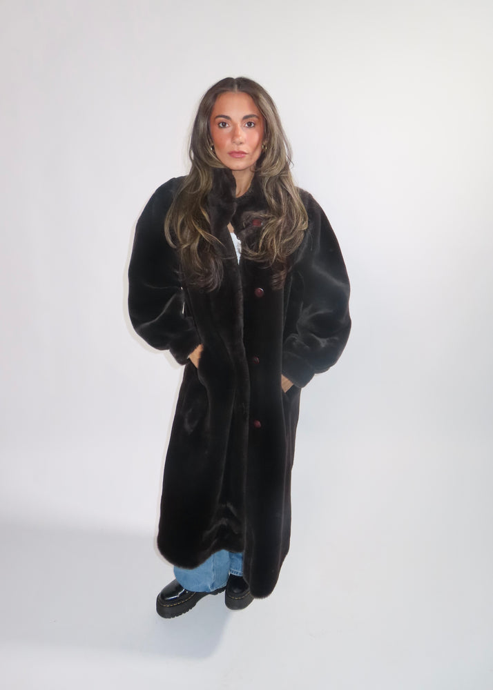 Vintage Mocha Faux Fur Coat