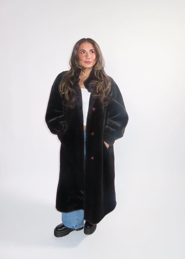 Vintage Mocha Faux Fur Coat