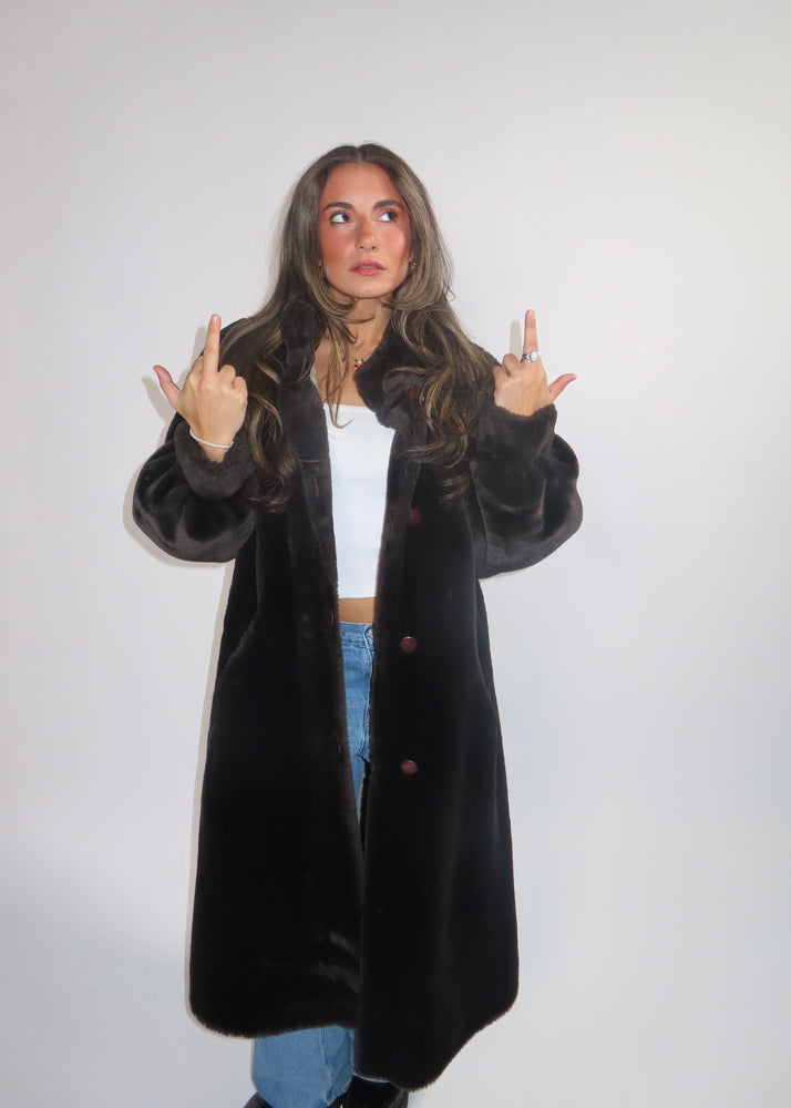 Vintage Mocha Faux Fur Coat