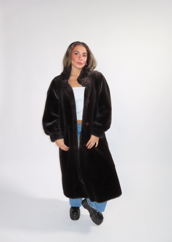 Vintage Mocha Faux Fur Coat