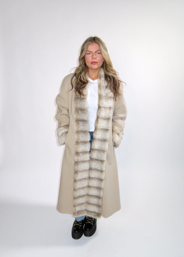 Vintage Lambswool + Fur Coat