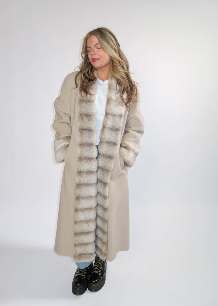 Vintage Lambswool + Fur Coat