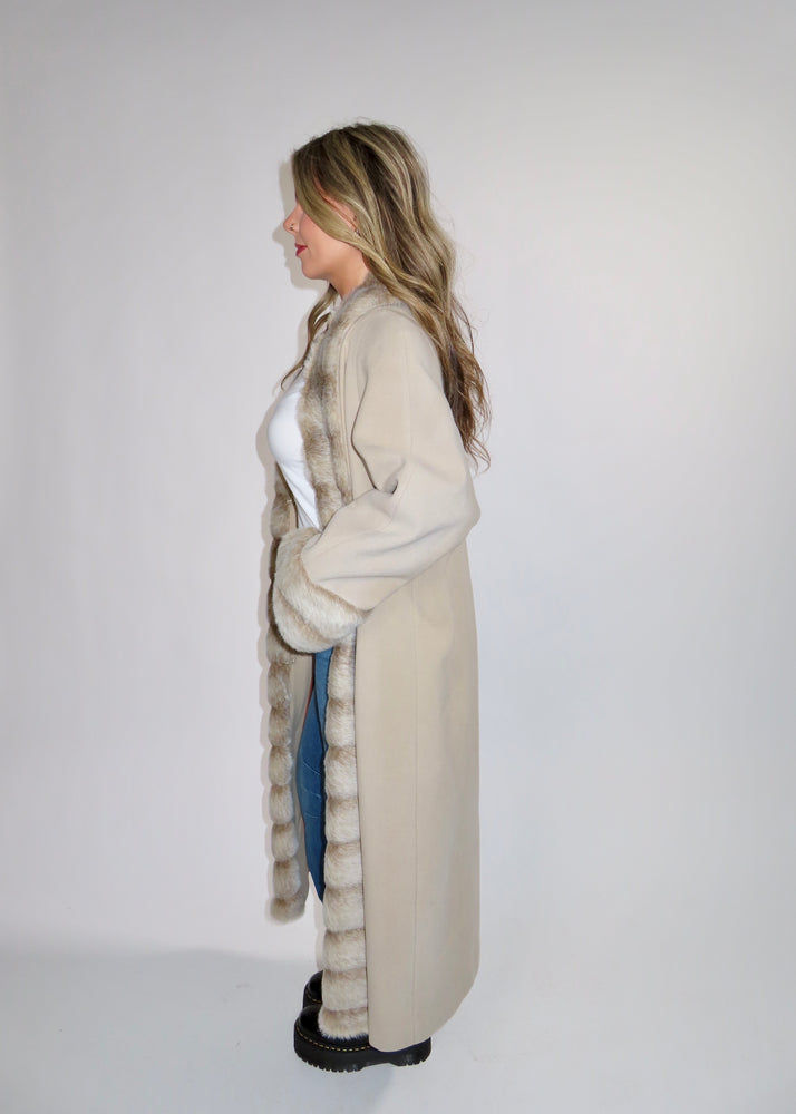 Vintage Lambswool + Fur Coat