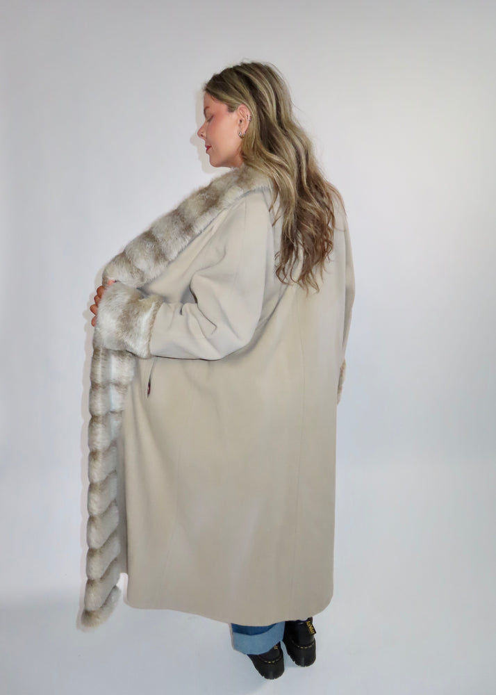 Vintage Lambswool + Fur Coat